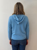 Blue Cashmere Zippy Hoodie | Esthēme Cachemire
