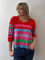 Multicoloured Stripe Cashmere Jumper | Esthēme Cachemire