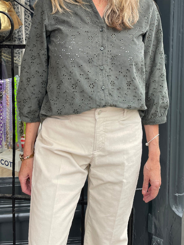 Maine Winter White Corduroy Wide Leg Trousers | Brax