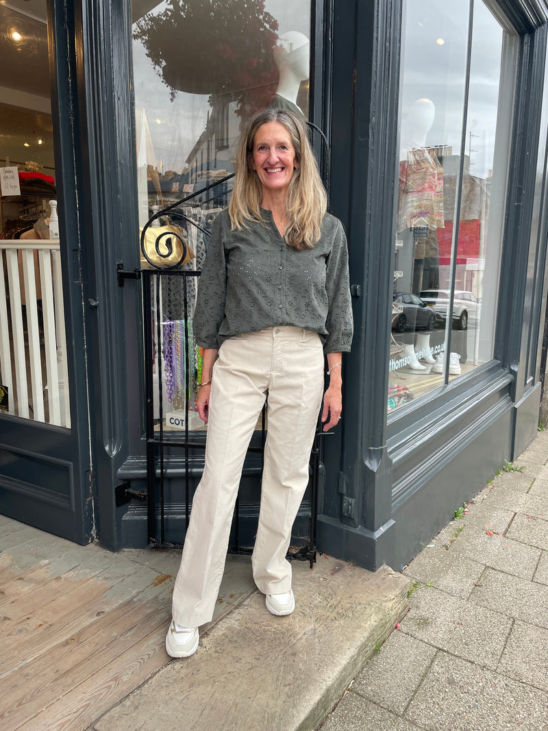 Maine Winter White Corduroy Wide Leg Trousers | Brax
