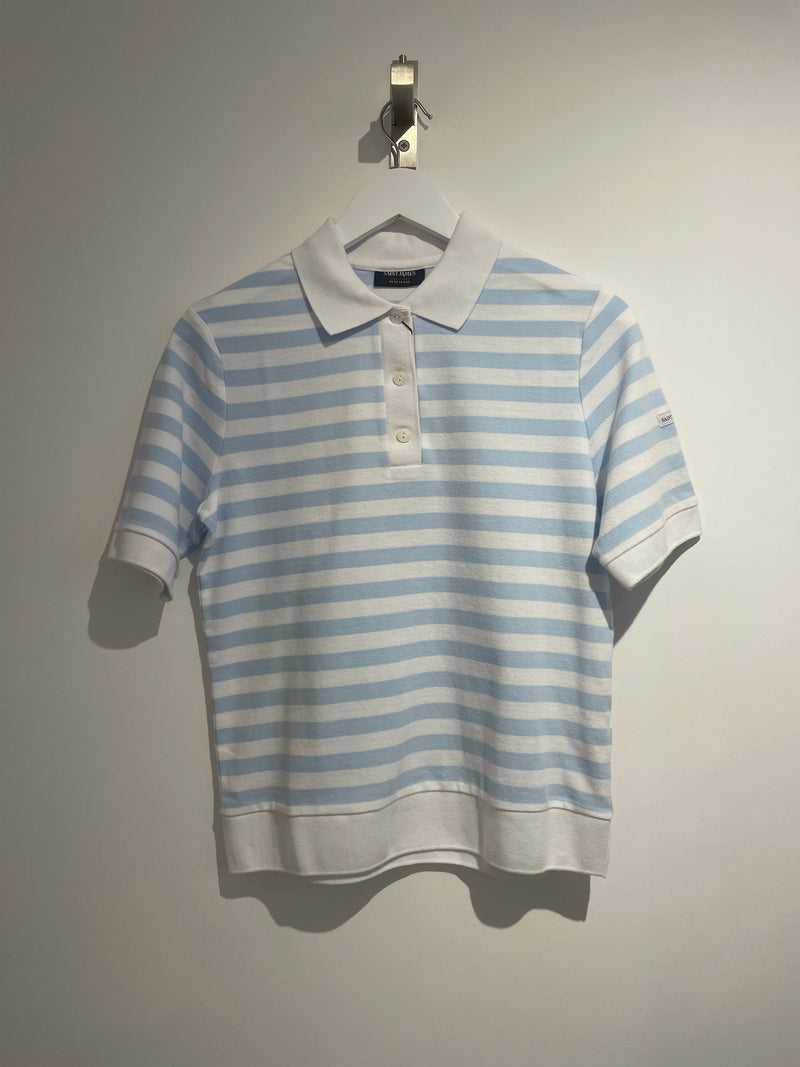 Carola Striped Polo in Blanc/Ciel | Saint James