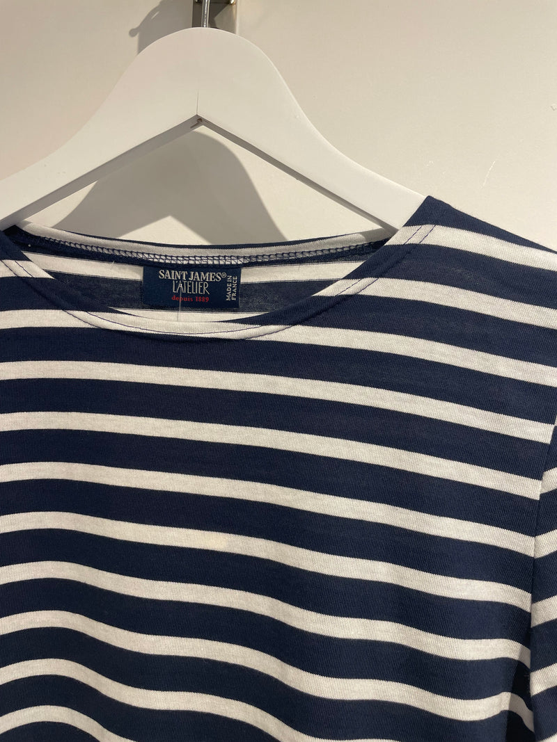 Galathee II Striped 3/4 Top in Marine/Neige | Saint James