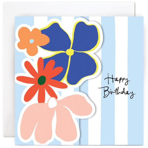 Flowers & Stripes "Happy Birthday" Card | Susan O'Hanlon