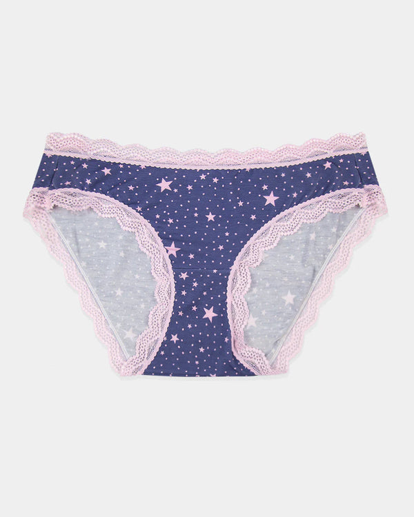 Indigo and Pirouette Stars Lace Knicker | Stripe & Stare