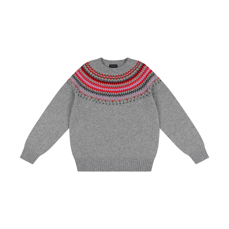 Flannel Grey Fairisle Jumper | Quinton + Chadwick