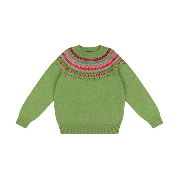 Foliage Green Fairisle Jumper | Quinton + Chadwick