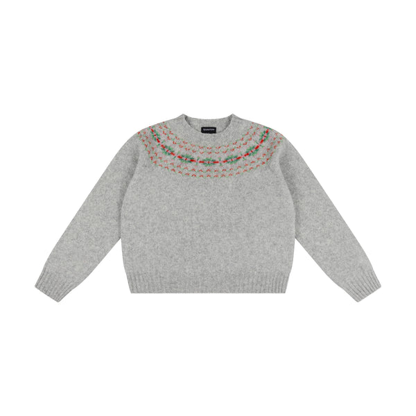 Shaggy Yoke Silver Grey Fairisle Jumper | Quinton + Chadwick