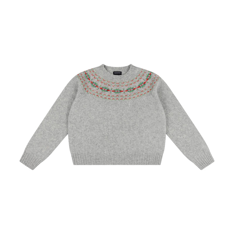 Shaggy Yoke Silver Grey Fairisle Jumper | Quinton + Chadwick