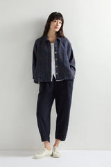 Navy Space Dye Check Boxy Jacket | Sahara