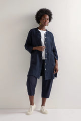 Night Waffle Linen Long Jacket | Sahara