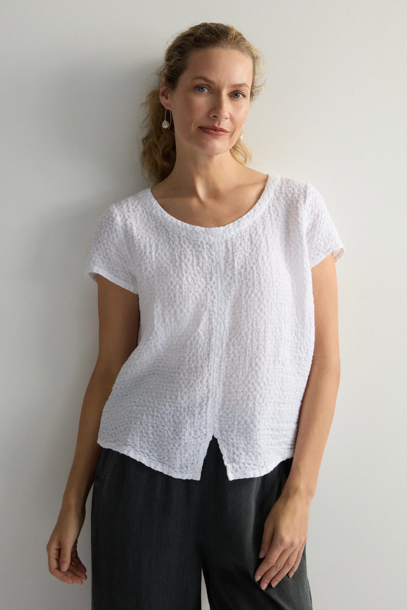 White Waffle Linen Top | Sahara