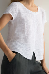 White Waffle Linen Top | Sahara