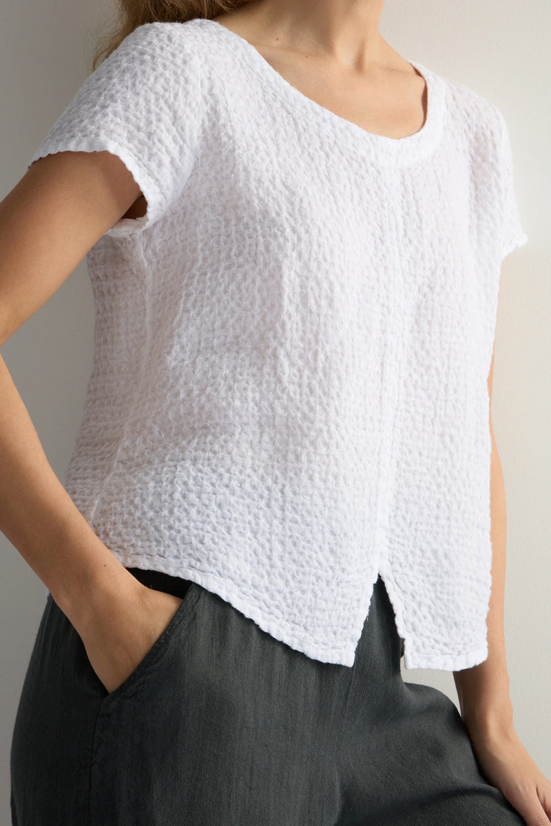 White Waffle Linen Top | Sahara