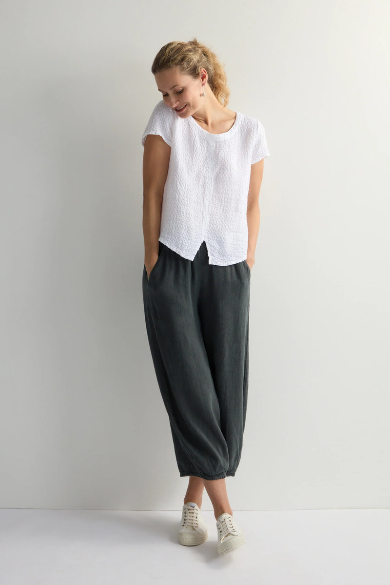 White Waffle Linen Top | Sahara