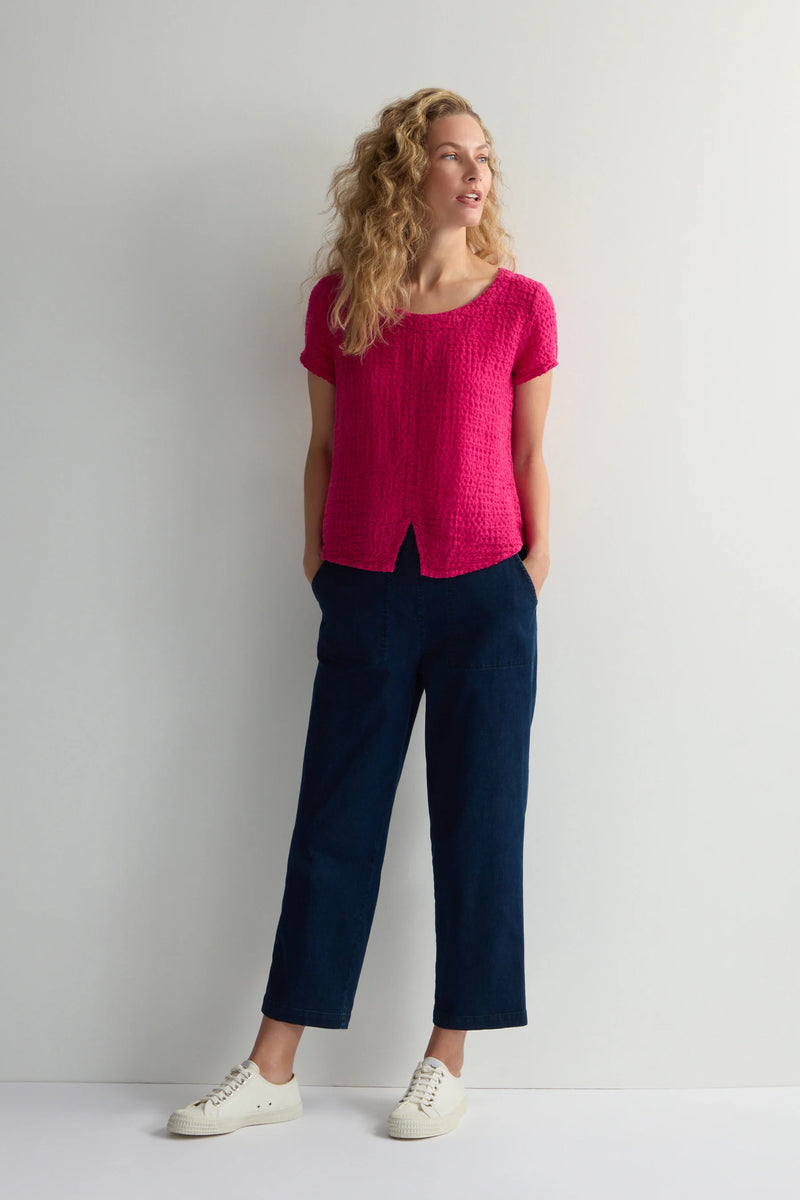 Magenta Waffle Linen Top | Sahara