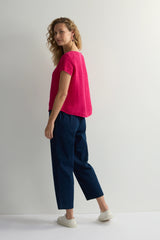 Magenta Waffle Linen Top | Sahara