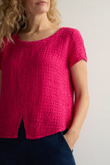 Magenta Waffle Linen Top | Sahara