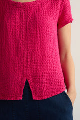 Magenta Waffle Linen Top | Sahara