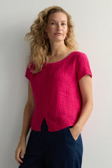 Magenta Waffle Linen Top | Sahara