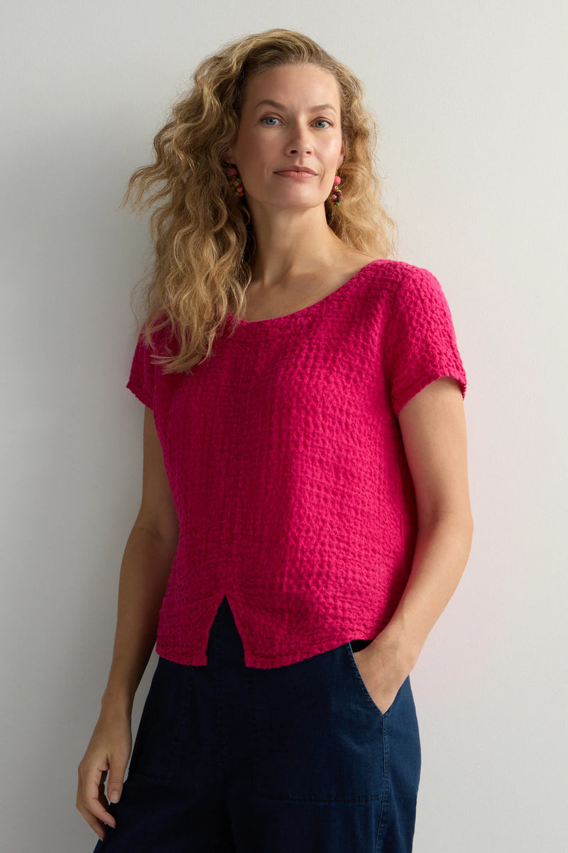 Magenta Waffle Linen Top | Sahara