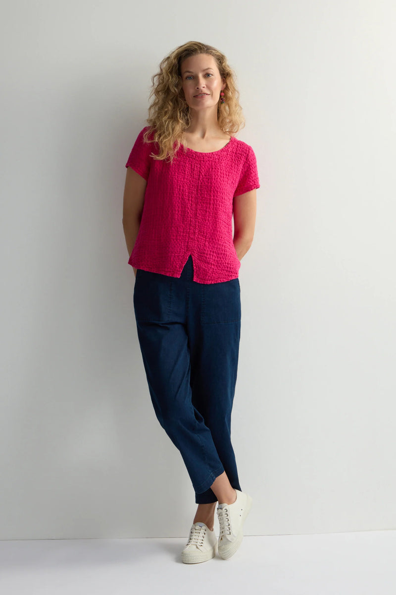 Magenta Waffle Linen Top | Sahara