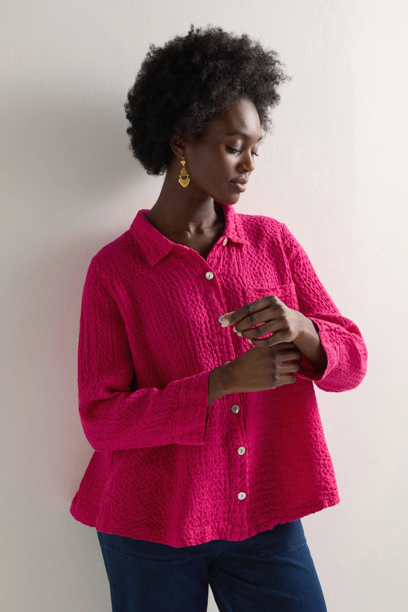 Magenta Waffle Linen Pocket | Sahara