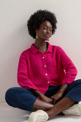 Magenta Waffle Linen Pocket | Sahara