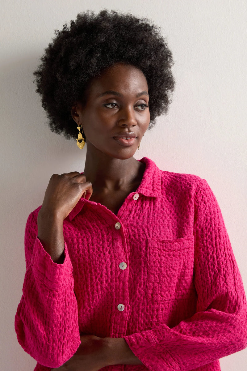 Magenta Waffle Linen Pocket | Sahara