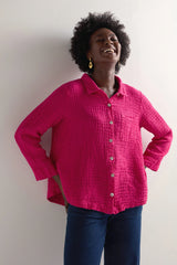 Magenta Waffle Linen Pocket | Sahara