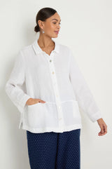 White Waffle Linen Pocket Shirt | Sahara