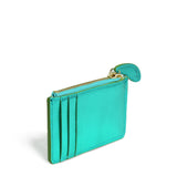 Lia Metallic Emerald Green Leather Card Holder | Bell & Fox
