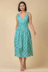 Lindsay Dress in Carnation Green | Handprint Dream Apparel
