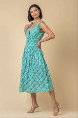 Lindsay Dress in Carnation Green | Handprint Dream Apparel