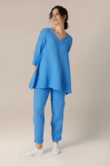 Sky Blue Linen Pocket Detail Tunic | Sahara