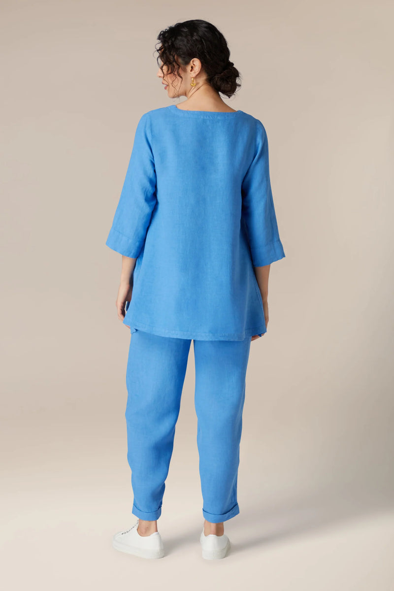 Sky Blue Linen Pocket Detail Tunic | Sahara