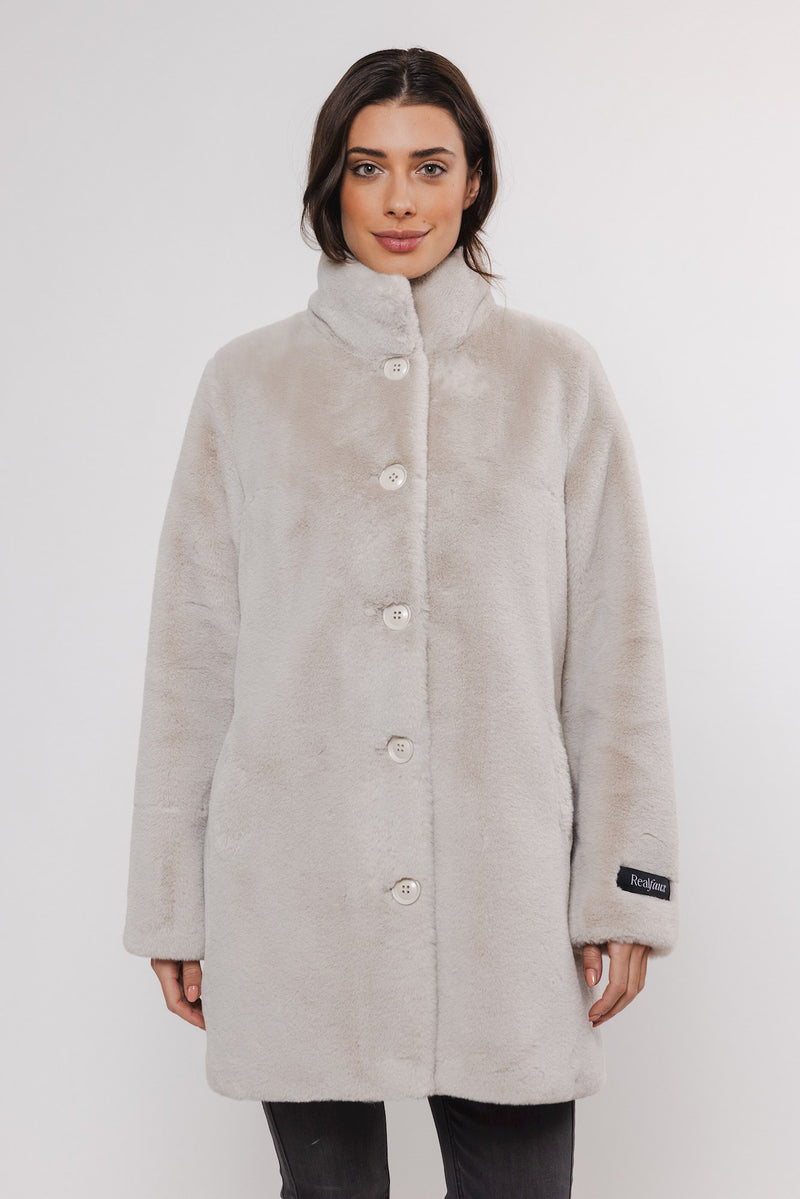 Nonna Faux Fur Jacket in Birch | Rino & Pelle