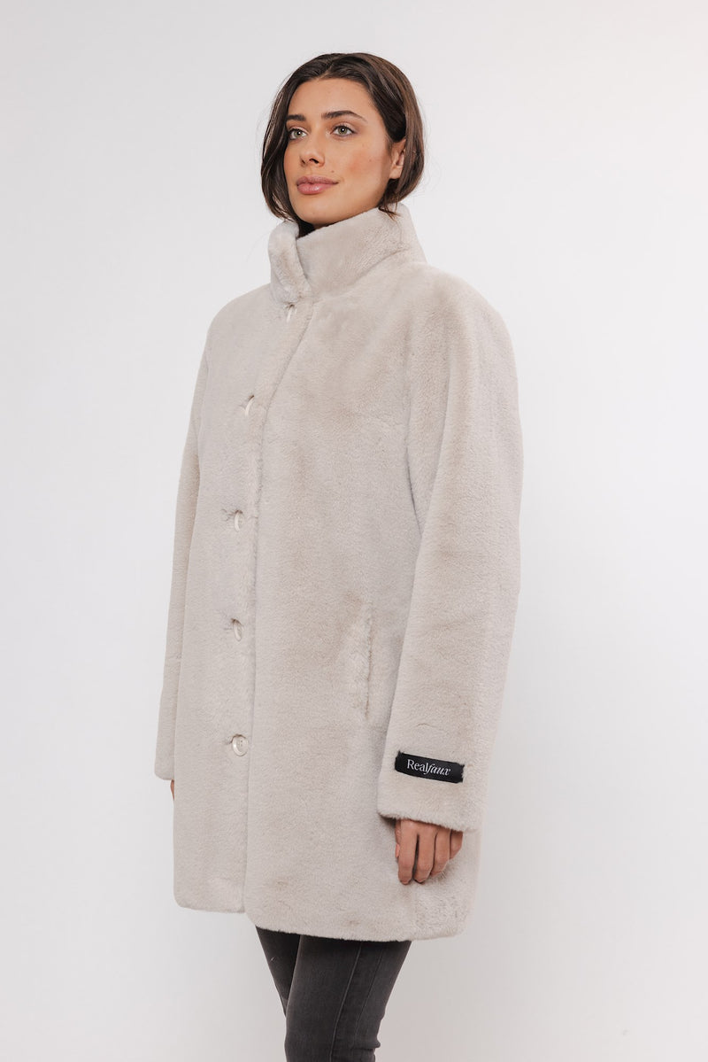 Nonna Faux Fur Jacket in Birch | Rino & Pelle