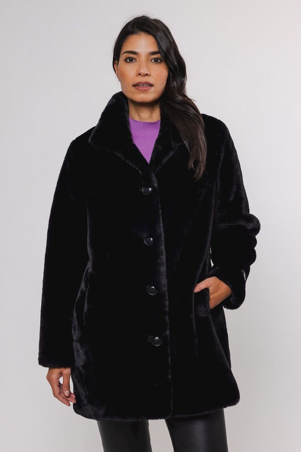 Nonna Faux Fur Jacket in Black | Rino & Pelle