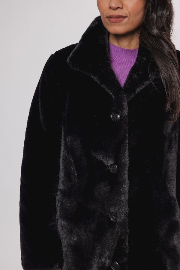 Nonna Faux Fur Jacket in Black | Rino & Pelle