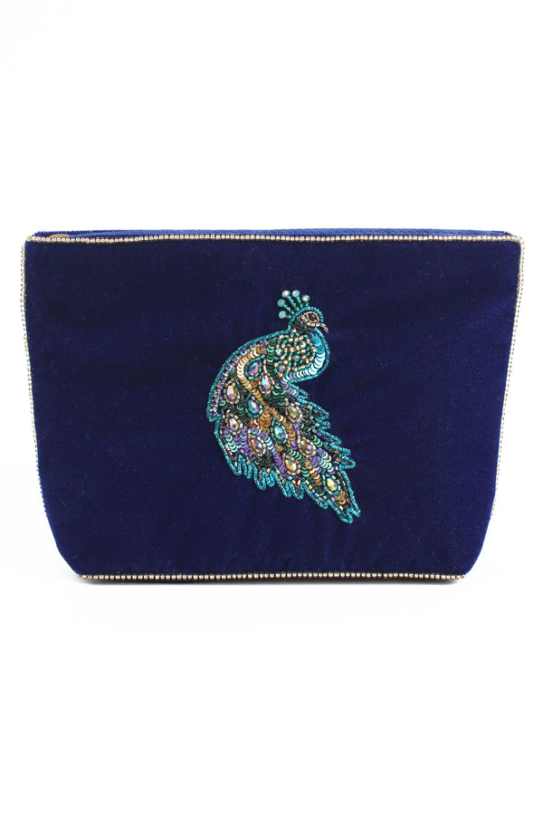 Peacock Medium Velvet Pouch | My Doris