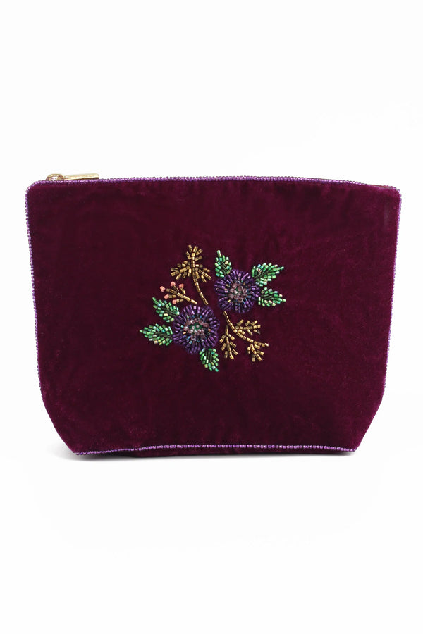 Purple Flower Medium Velvet Pouch | My Doris