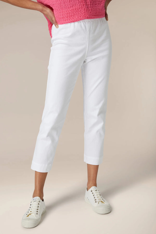 White Stretch Cotton Slim Trousers | Sahara