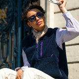 Sleeveless Sherpa Zip Jacket in Navy | BillyBelt