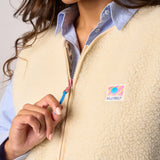 Sleeveless Sherpa Zip Jacket in Ivory | BillyBelt