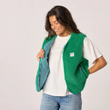 Sleeveless Sherpa Zip Jacket in Green | BillyBelt