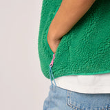 Sleeveless Sherpa Zip Jacket in Green | BillyBelt