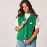 Sleeveless Sherpa Zip Jacket in Green | BillyBelt
