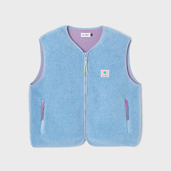 Sleeveless Sherpa Zip Jacket in Blue | BillyBelt