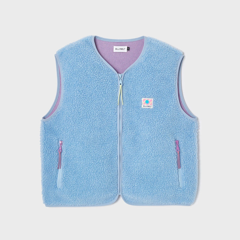 Sleeveless Sherpa Zip Jacket in Blue | BillyBelt