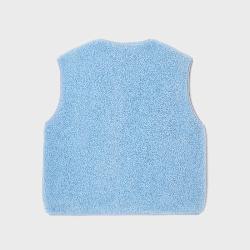 Sleeveless Sherpa Zip Jacket in Blue | BillyBelt